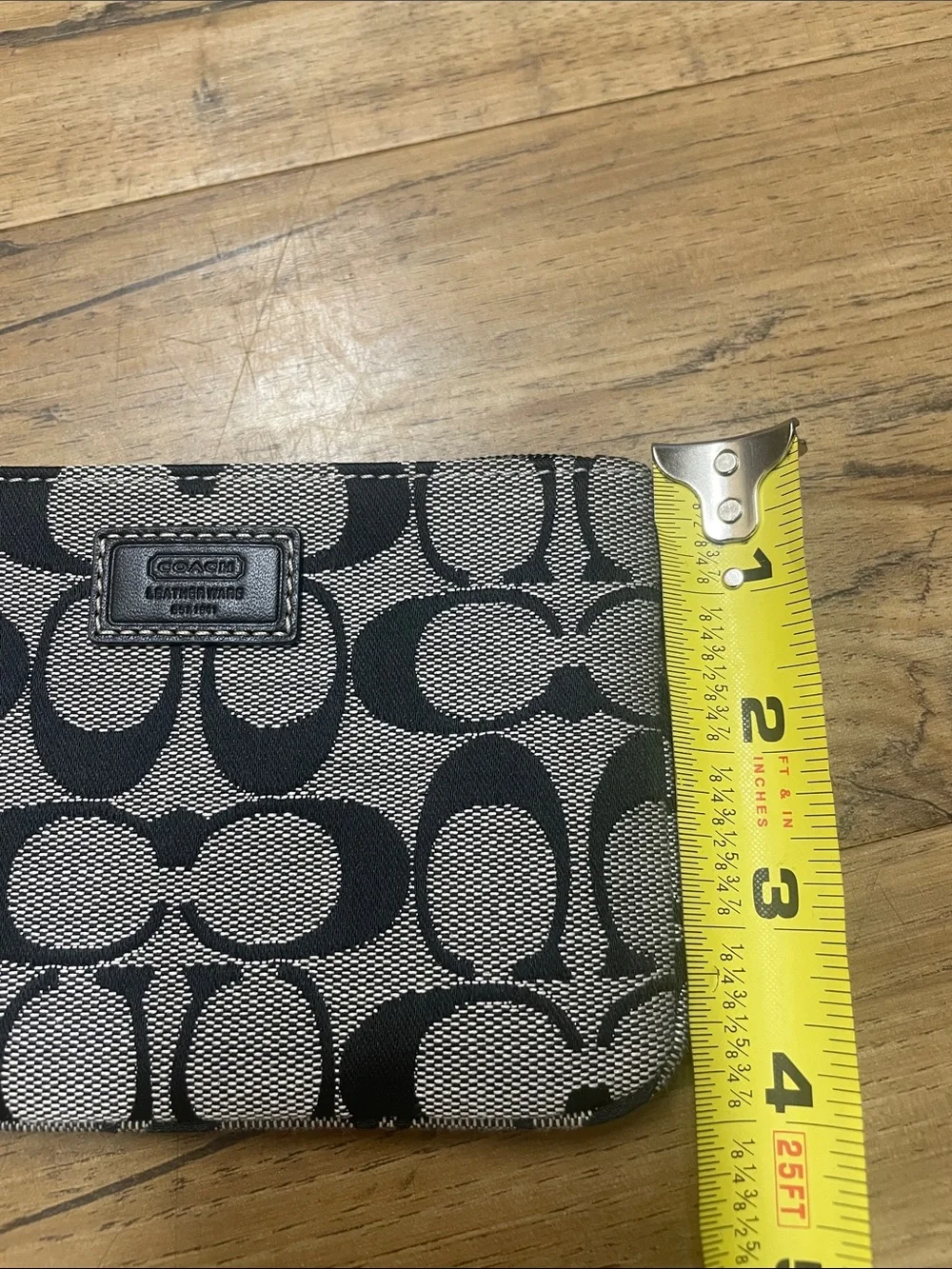 Coach Signature Canvas Wristlet in Black and Grey
